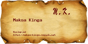 Maksa Kinga névjegykártya
